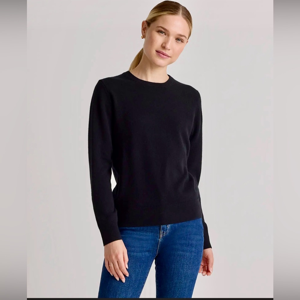 QUINCE Sz XL 100% Cashmere Crew Neck Sweater Black LONG sleeve EUC